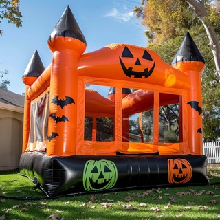 Halloween Pumpkin Theme Inflatable Jumping Castle Backyard Fun Bounce House For Party Outdoor Use