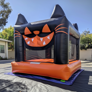 Spooky Inflatable Black Cat Halloween Bounce House Near Me Happy Hop Castle Bouncer For Party