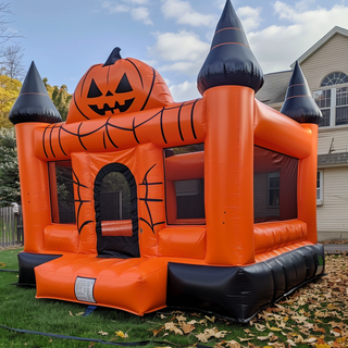 Halloween Backyard Haunted House Pumpkin Inflatable Bouncer Fun Jump Inflatable Game Kids Trampoline Castle