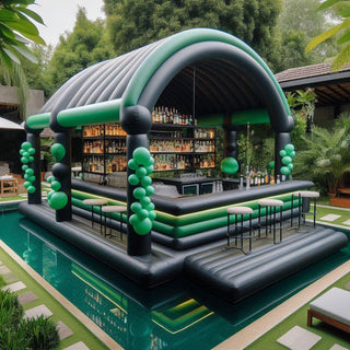 Coolest Black Inflatable Pool Bar Float Inflatable Pub House Tent Blow Up Pool Bar