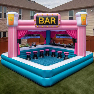 Pink Inflatable Outdoor Pool Bar Water Blow Up Bar Backyard Party Event