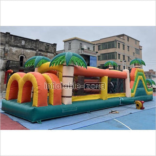 Commercial Kids And Adults Outdoor Inflatable Tropical Obstacle Course Playground Near Me