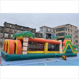 Commercial Kids And Adults Outdoor Inflatable Tropical Obstacle Course Playground Near Me