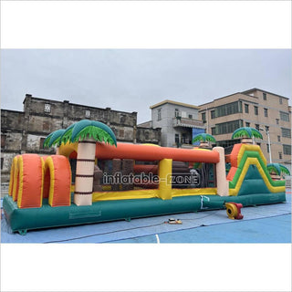 Commercial Kids And Adults Outdoor Inflatable Tropical Obstacle Course Playground Near Me