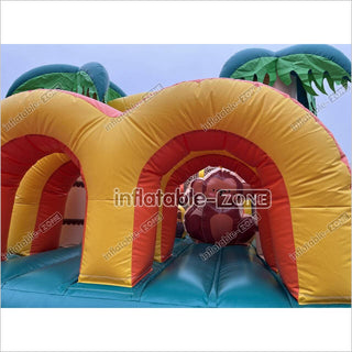 Commercial Kids And Adults Outdoor Inflatable Tropical Obstacle Course Playground Near Me