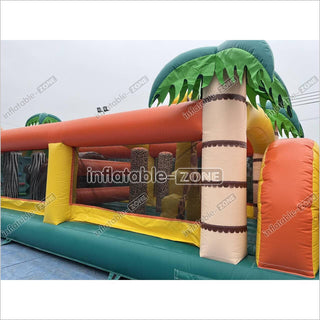 Commercial Kids And Adults Outdoor Inflatable Tropical Obstacle Course Playground Near Me