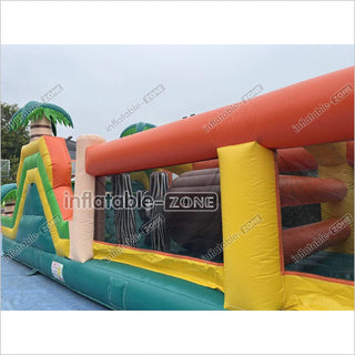 Commercial Kids And Adults Outdoor Inflatable Tropical Obstacle Course Playground Near Me