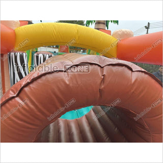 Commercial Kids And Adults Outdoor Inflatable Tropical Obstacle Course Playground Near Me