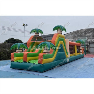 Commercial Kids And Adults Outdoor Inflatable Tropical Obstacle Course Playground Near Me