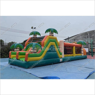 Commercial Kids And Adults Outdoor Inflatable Tropical Obstacle Course Playground Near Me