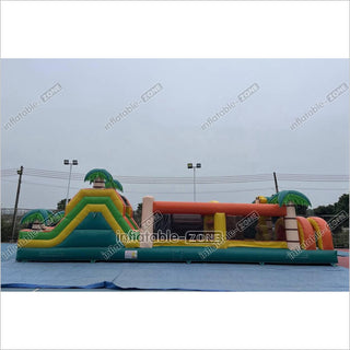 Commercial Kids And Adults Outdoor Inflatable Tropical Obstacle Course Playground Near Me