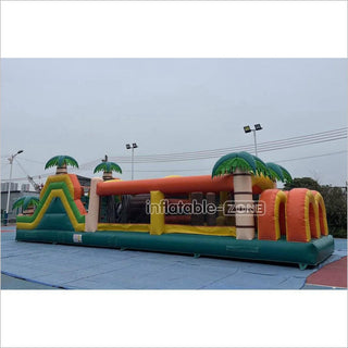 Commercial Kids And Adults Outdoor Inflatable Tropical Obstacle Course Playground Near Me