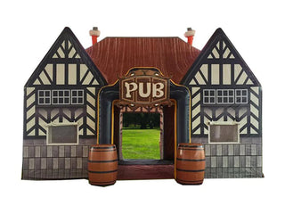 Inflatable Commercial Portable House Shaped Giant Inflatable Irish Bar Pub Tent Log Cabin Concession Stands Oxford Vip Lounge Room With Casks For Outdoor Party