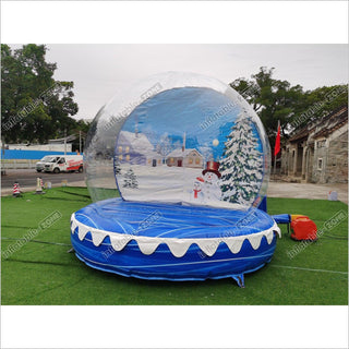 10FT Inflatable Snow Globe Inflatable Bubble House With Tunnel Christmas Decoration