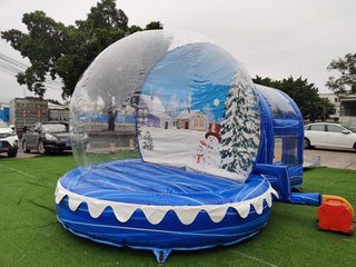 10FT Inflatable Snow Globe Inflatable Bubble House With Tunnel Christmas Decoration