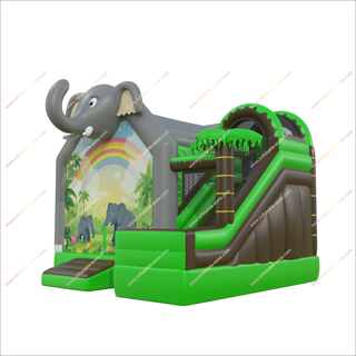 Elephant Themed Inflatable Bounce House Slide Combo Event Jungle Party Bouncy Castle With Slides - Inflatable-Zone