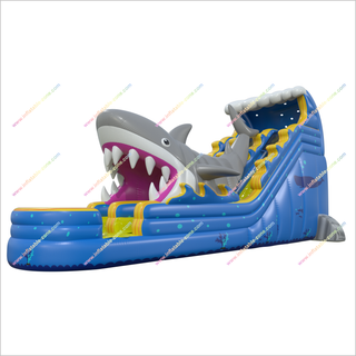 Ocean Theme Giant Shark Inflatable Bouncy Waterslides With Pool Outdoor Backyard Water Slides For Adults