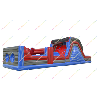 Happy Hop Obstacle Inflatable Course Bouncer Double Lane Slide Inflatable Rock Wall Obstacle Course Jumper