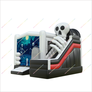 Inflatable Skeletons Funny Haunted House Inflatable Bouncy Slide Combo Set Jumping Castle With Slide Hire - Inflatable-Zone