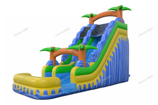 Backyard Waterslide Jumps Inflatable Water Play Tropical Wave Slide Large Inflatable Pool Slide