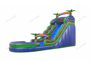 Inflatable Jungle Water Slide Bouncy Jump Castle Bouncer Outdoor Inflatable Palm Trees Water Slide Pool