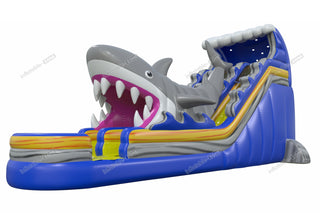 Giant Shark Inflatable Pool Water Slide Sunny Fun Entertainment Inflatable Dual Lane Water Slide For Yard