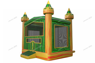 Jungle Castle Inflatable Bouncing House Marble Yellow And Green Inflatable Jumper Party Equipment Rental