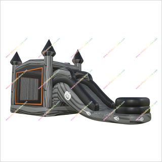 Spooky Inflatable Halloween Scary Bouncy Castle Combo Slide Inflatable Ghost And Pumpkin Bounce House With Water Slide Rental