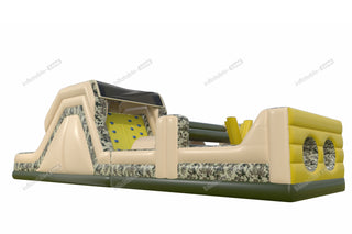 Long Army Inflatable Obstacle Course Outdoor Adults Inflatable Camouflage Obstacle Challenge Course Kids Playground