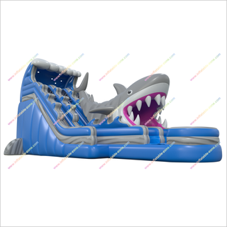 Blow Up Shark Water Slide Inflatable Splash Pool Waterslide Large Slip And Slide Inflatable Play Center