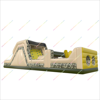 Long Army Inflatable Obstacle Course Outdoor Adults Inflatable Camouflage Obstacle Challenge Course Kids Playground