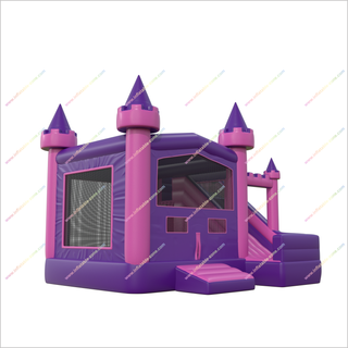 Inflatable Bounce House Slide Pink And Purple Combo Bouncy Castles With Slides Moon Bouncers For Rent - Inflatable-Zone