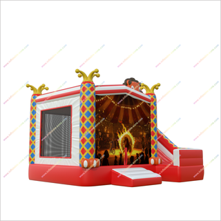 Circus Clown Inflatable Bounce House And Slide Combo Jumpers For Rent Happy Hop Bouncy Castle With Slide - Inflatable-Zone