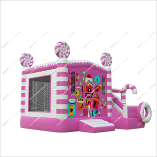 Candy Land Theme Party Slide And Bounce House Combo Rentable Inflatables Near Me Bouncy Castle With A Slide - Inflatable-Zone