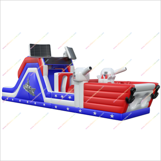 Outdoor Assault Course Inflatable Theme Park American Battleship Obstacle Course Inflatable Rental Near Me - Inflatable-Zone