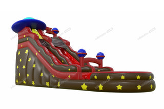 Space Rush Water Slide Jumping Castle Planet Wave Single Lane Inflatable Planet Z Waterslide Into Pool