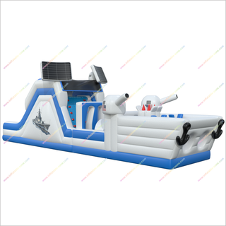 Back Yard Obstacle Course Inflatable Battleship Patriotic Theme Big Assault Bouncy Obstacle Course Rental - Inflatable-Zone