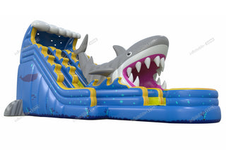 Ocean Theme Giant Shark Inflatable Bouncy Waterslides With Pool Outdoor Backyard Water Slides For Adults