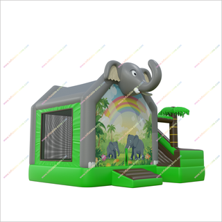 Elephant Themed Inflatable Bounce House Slide Combo Event Jungle Party Bouncy Castle With Slides - Inflatable-Zone