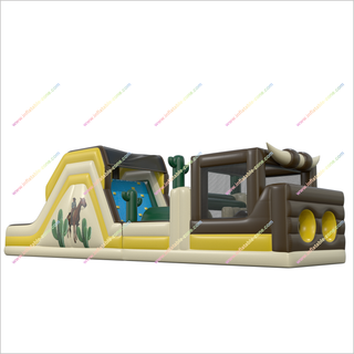 Adult Inflatable Obstacle Course Sports Interactive Extreme Obstacle Course Bounce House With Two Slides