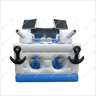 Back Yard Obstacle Course Inflatable Battleship Patriotic Theme Big Assault Bouncy Obstacle Course Rental - Inflatable-Zone