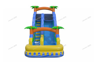 Backyard Waterslide Jumps Inflatable Water Play Tropical Wave Slide Large Inflatable Pool Slide