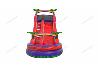 Rainbow Palm Tree Inflatable Water Slide With Pool Commercial Big Tropical Water Slide For Yard