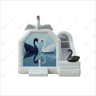 Swan Lake Swan Theme Bouncing Castle Slide Combo Play Inflatable Slide And Bounce House Party Rentals Near Me - Inflatable-Zone