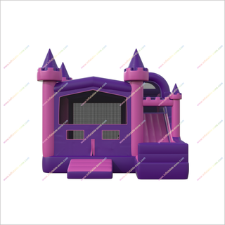 Inflatable Bounce House Slide Pink And Purple Combo Bouncy Castles With Slides Moon Bouncers For Rent - Inflatable-Zone