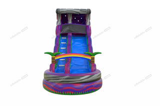 Purple Tropical Crush Inflatable Waterslide Pool Blow Up Party Jump And Slide Inflatables Near Me