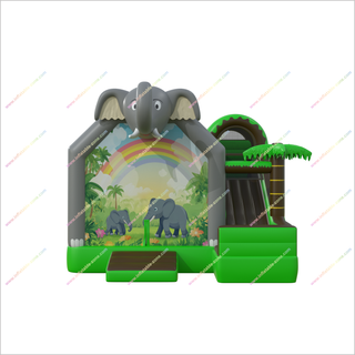 Elephant Themed Inflatable Bounce House Slide Combo Event Jungle Party Bouncy Castle With Slides - Inflatable-Zone