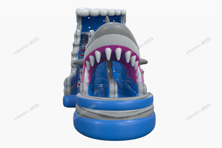 Outdoor Games Giant Inflatable Shark Attack Dual Lane Water Slide Happy Hop Inflatable Waterslide For Pool