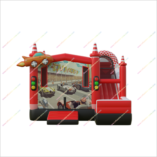 Race Car Theme Inflatable Slide And Bounce House Combo Play Bouncy Castle With Slide For Sale - Inflatable-Zone