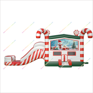 Christmas Candy Cane Bounce House And Water Slide Combo Bouncy Castle And Pool Inflatable Water Slide Rental Near Me